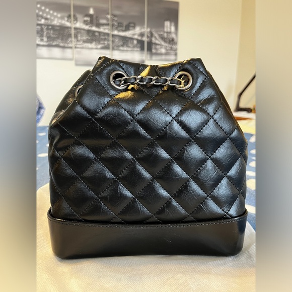 Black Cowhide Quilting Chain Bags - Picture 2 of 8